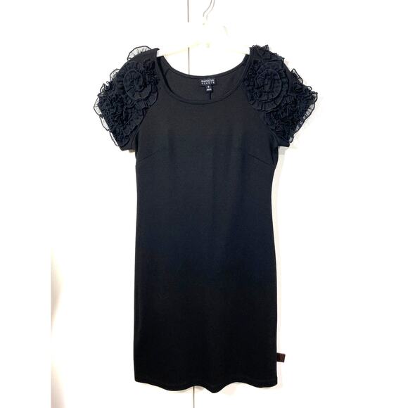 En Focus Studio Black Floral Detail Short Sleeve Shift Dress Size 8 - Picture 6 of 8